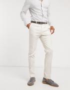 Avail London Skinny Fit Linen Suit Pants In Stone-white