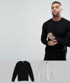 Asos Hoodie/sweatshirt 2 Pack Black/gray Marl Save - Multi