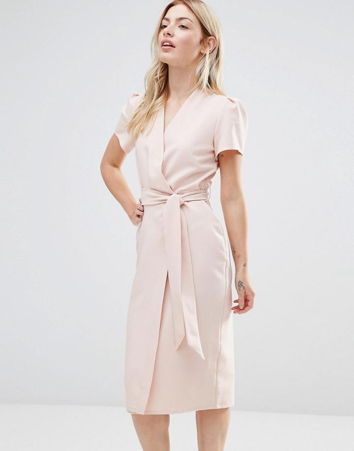 Alter Wrap Tea Midi Dress - Pink