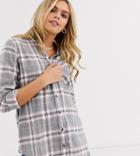 New Look Maternity Long Sleeve Check Shirt In Gray
