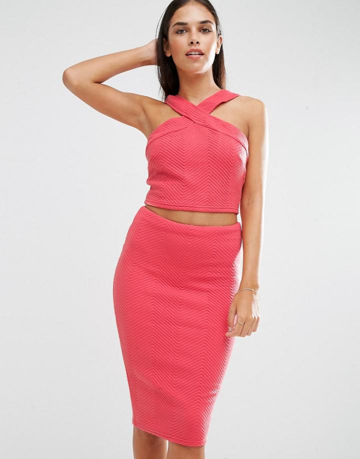 Ax Paris Strappy Front Rib Crop Top - Pink