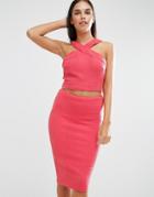 Ax Paris Strappy Front Rib Crop Top - Pink