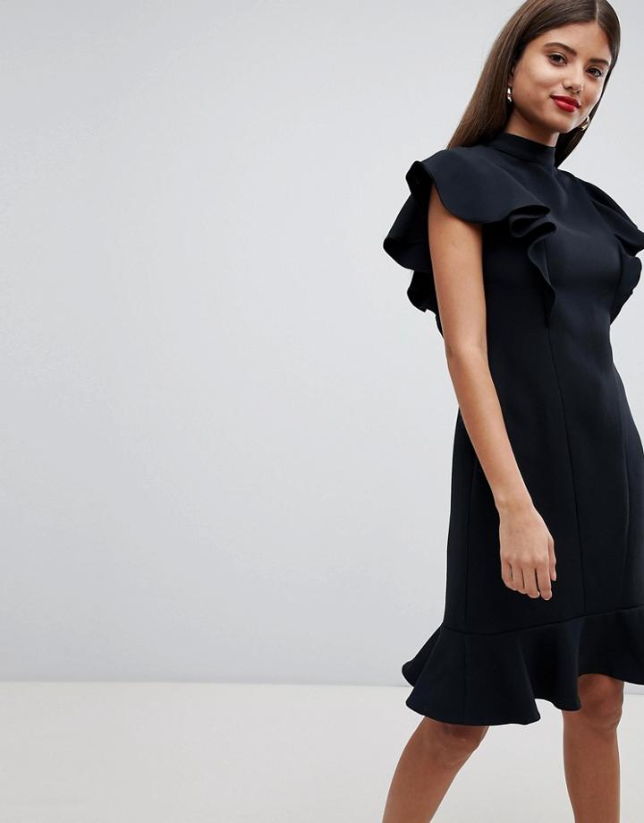 Closet London Peplum Hem Dress - Black