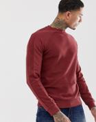 Asos Design Sweatshirt In Reverse Loopback With Raglan Cut And Sew In Red - Red