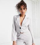 4th & Reckless Petite Open Back Blazer In Gray Pinstripe - Part Of A Set