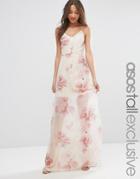 Asos Tall Salon Maxi Dress In Floral Print - Multi