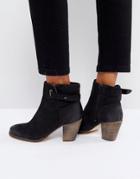 Carvela Western Leather Kitten Heel Boots - Black