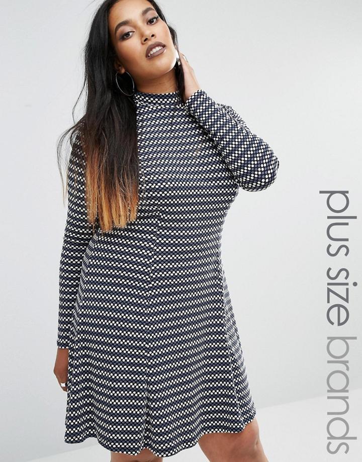 Club L Plus Jacquard Skater Dress - Gray