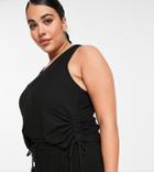 Asos Design Curve Mix & Match Lounge Super Soft Rib Tank With Channelling In Black