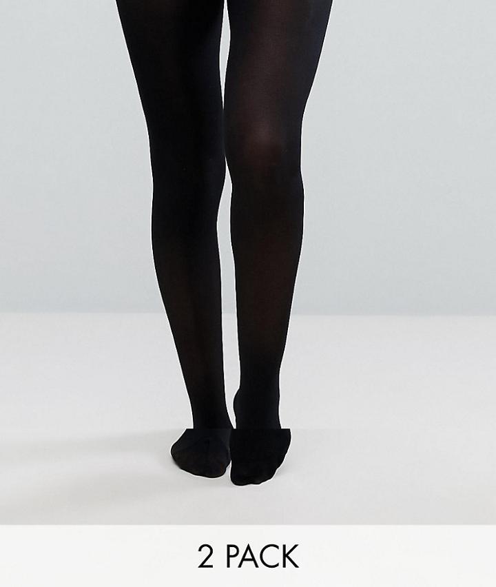 Asos Design 2 Pack 40 Denier Tights In Black - Black