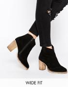Asos Each And Everyone Wide Fit Western Leather Ankle Boots - Black