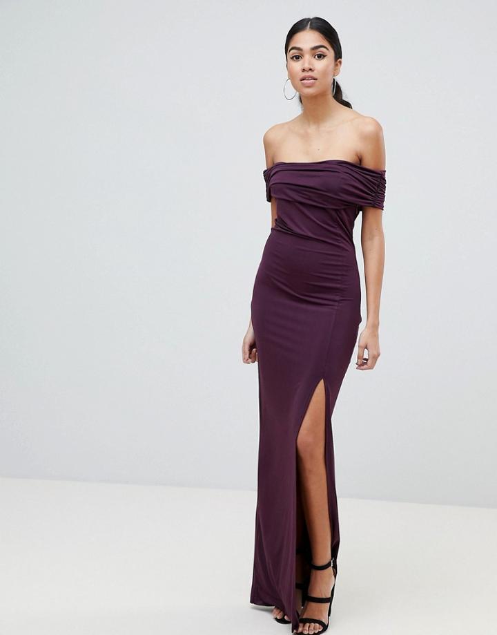 Ax Paris Bardot Maxi Dress-purple