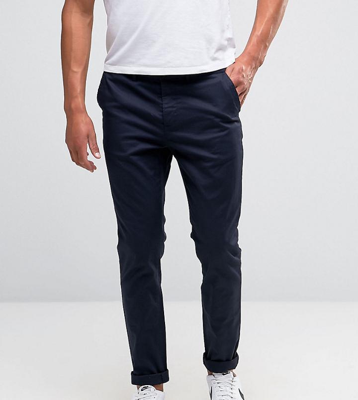 Asos Design Tall Skinny Chinos In Navy - Navy
