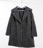 New Look Curve Longline Faux Fur Jacket In Mid Gray-grey