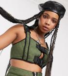 Collusion Quilted Buckle Crop Top-green