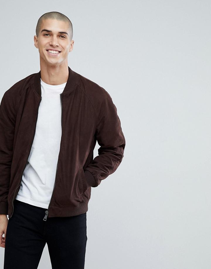 Barney's Originals Suede Bomber Jacket - Brown