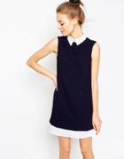 Asos Shirt Detail Shift Dress - Navy