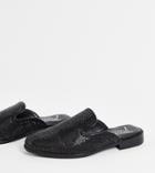 Rule London Wide Fit Going Out Mules In Black Rhinestone