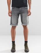 Celio Denim Shorts In Washed Black - Black