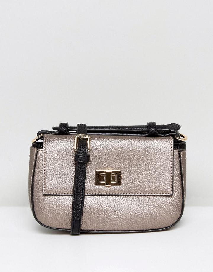 Lavand Double Compartment Crossbody Bag - Black