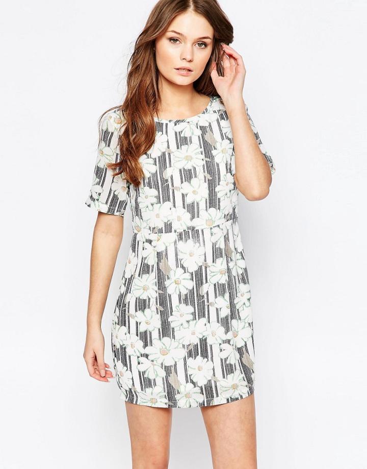 Yumi Shift Dress In Daisy Stripe Print