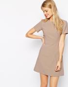 Asos 60's Skater Dress With Seam Detail - Mink