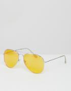 Jeepers Peepers Aviator Sunglasses With Yellow Tinted Lens - Yellow