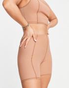 Asos Design Contrast Stitch Legging Short In Rust - Part Of A Set-brown