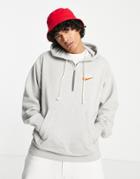Nike Trend Fleece Half-zip Retro Logo Hoodie In Gray Heather