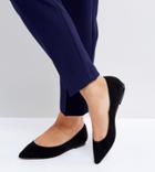 Asos Latch Wide Fit Pointed Ballet Flats - Black