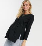 Gebe Maternity Long Sleeve Nursing T-shirt In Black