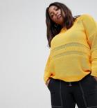 Asos Design Curve Eco Oversized Sweater With Stitch Detail - Yellow
