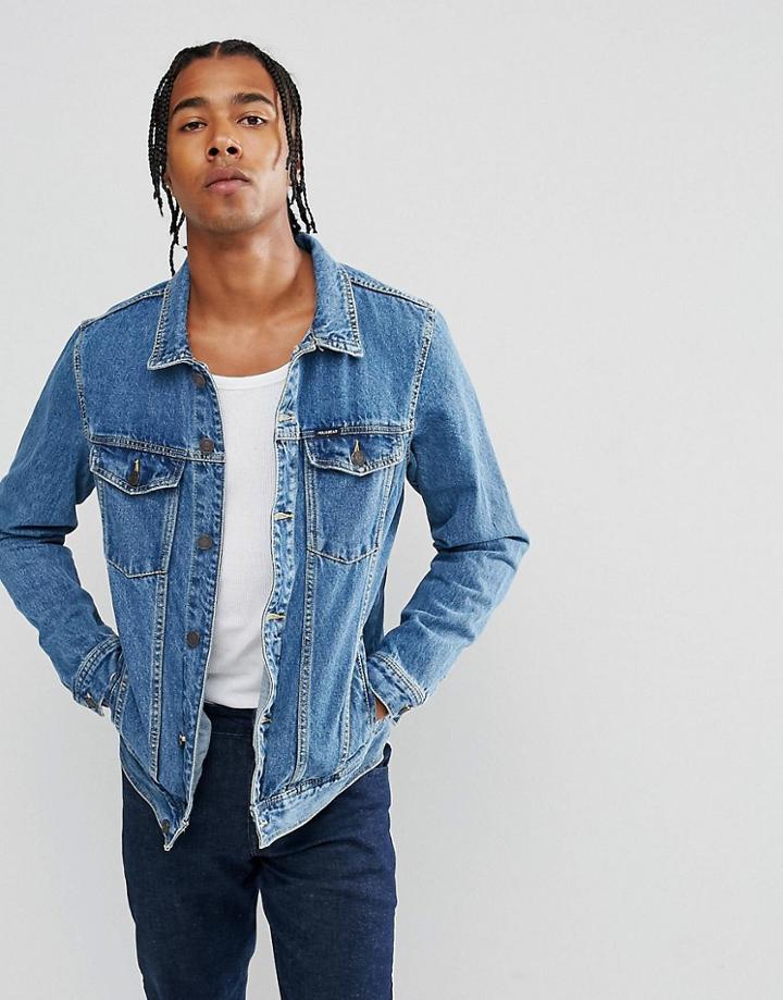 Pull & Bear Denim Jacket In Mid Wash - Blue