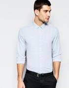 Asos Shirt In Blue Marl With Long Sleeves In Regular Fit - Sky Blue