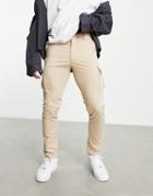 Jack & Jones Premium Skinny Stretch Cargo Pants In Beige-neutral