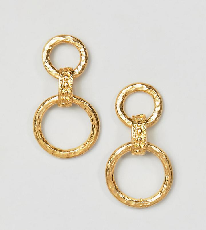 Ottoman Hands Chunky Gold Plated Interlinked Hoop Earrings - Gold