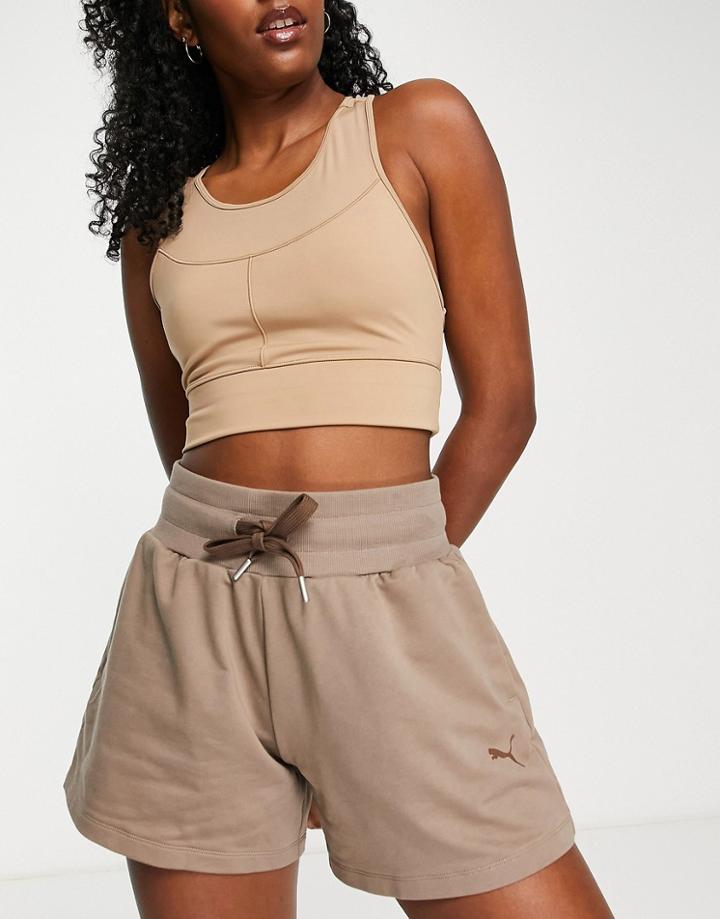 Puma Training Desert High Rise Jersey Shorts In Brown