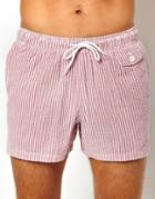 Asos Swim Short In Short Length With Seersucker Stripe