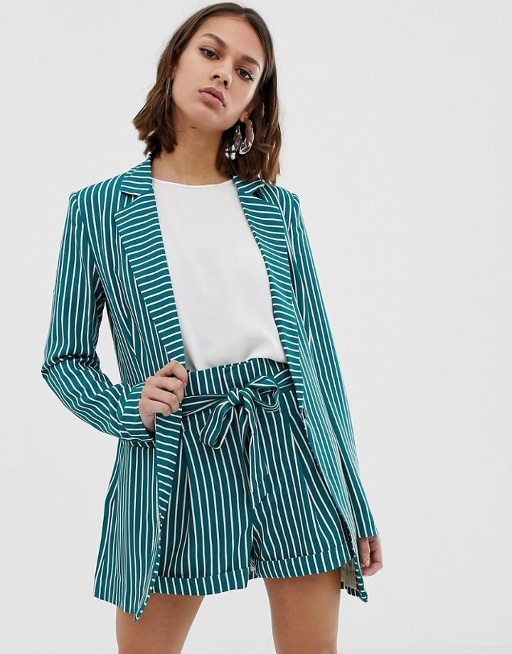 Unique21 Striped Tailored Single Button Blazer - Multi