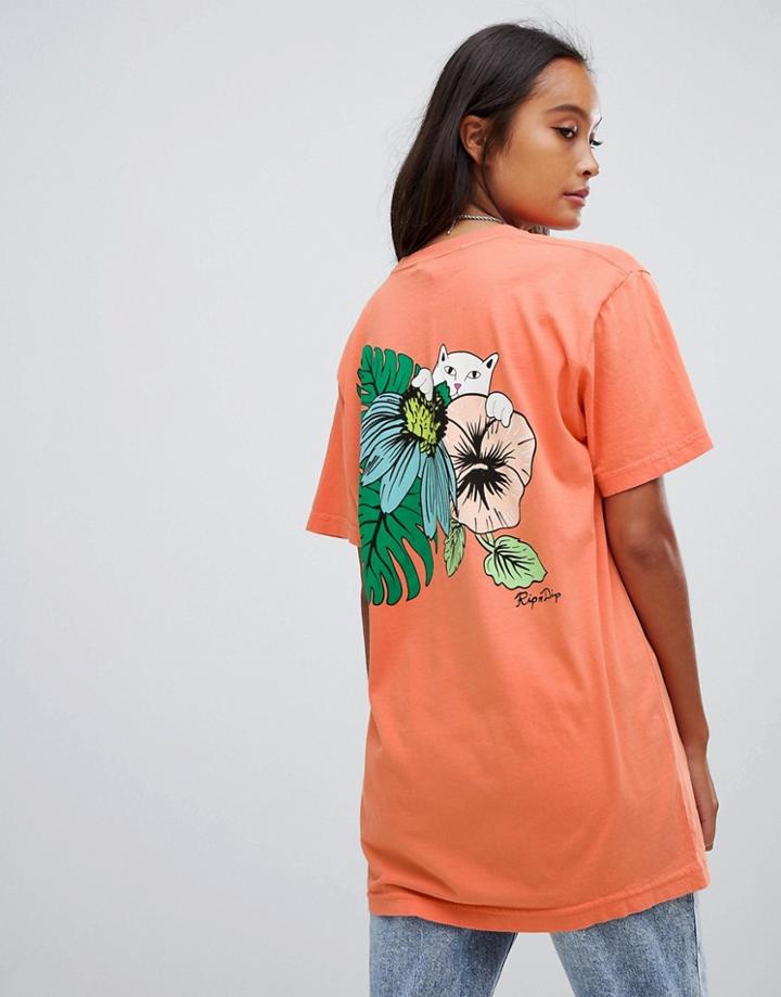 Ripndip Relaxed T-shirt With Tropical Back Graphic - Pink