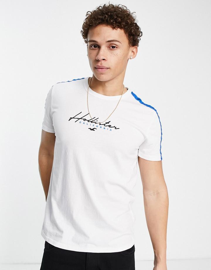 Hollister Script And Tape Logo T-shirt In White