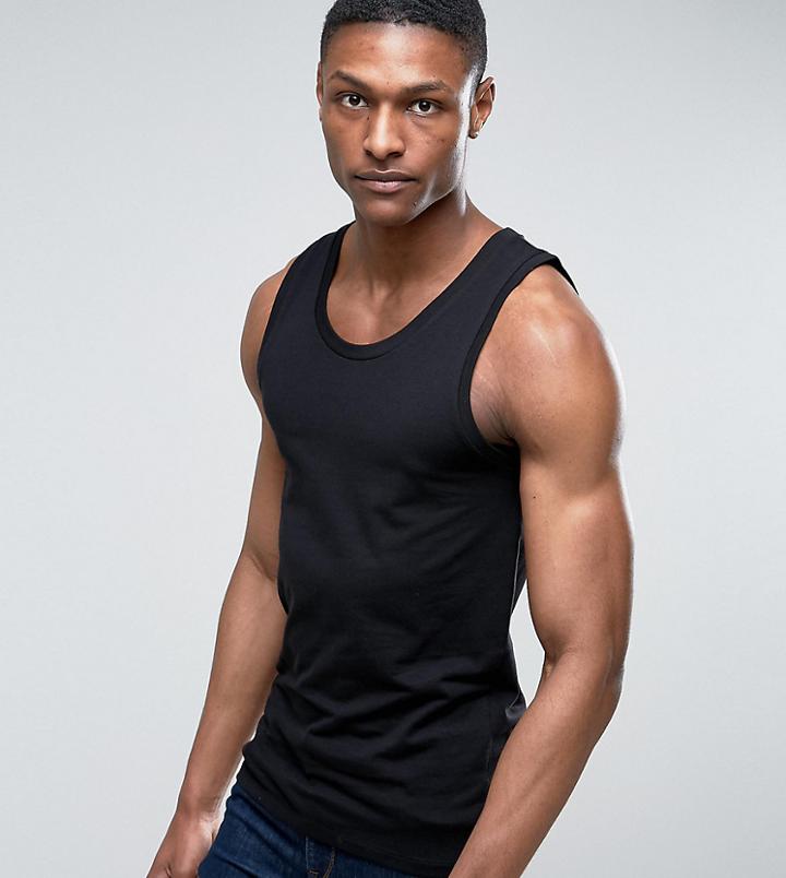 Asos Tall Muscle Tank In Black - Black