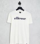 Ellesse Boyfriend T-shirt With Leopard Print Logo In White