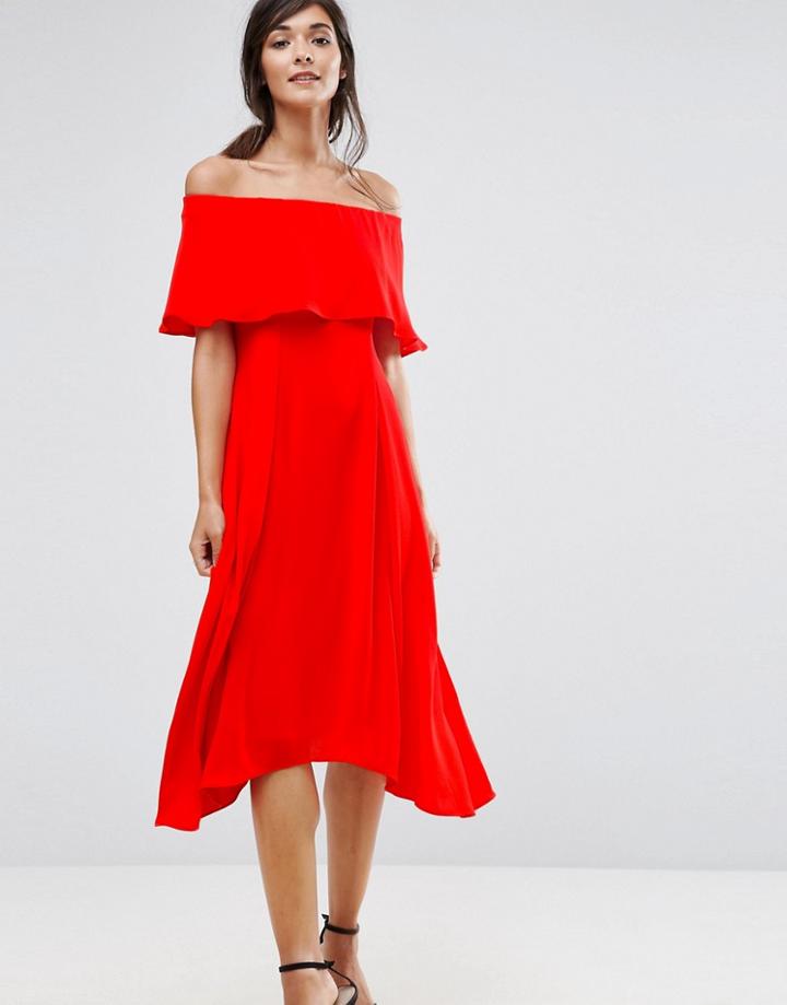 Coast Brooke Bandeau Frill Midi Dress - Orange