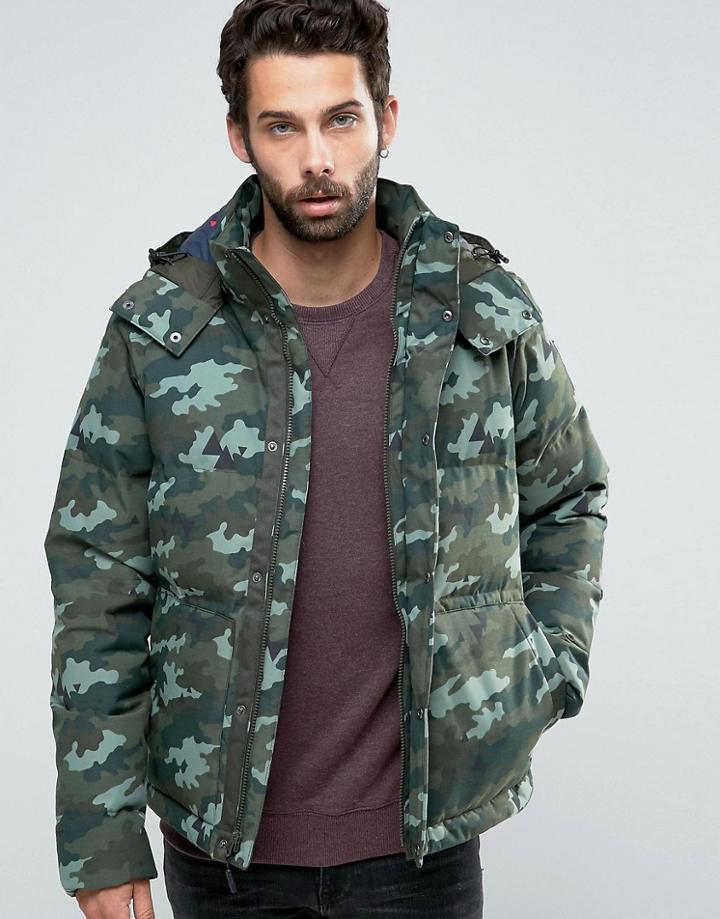 The North Face Box Canyon Down Jacket In Green Camo - Green