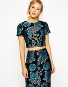 Asos Premium Floral Jacquard Tee - Multi