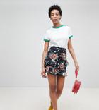 Asos Design Tall Mini Skirt In Rose And Star Print - Multi