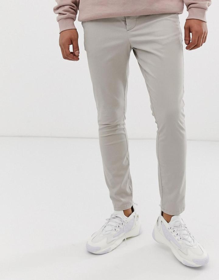 Asos Design Super Skinny Ankle Grazer Chinos In Beige - Beige