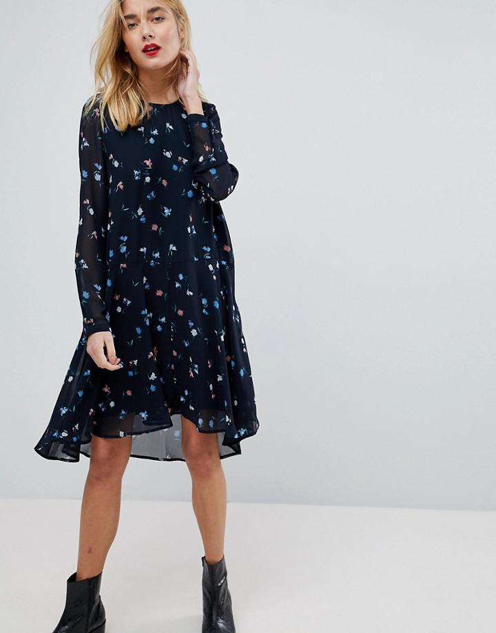 Vero Moda Ditsy Printed Midi Dress - Navy