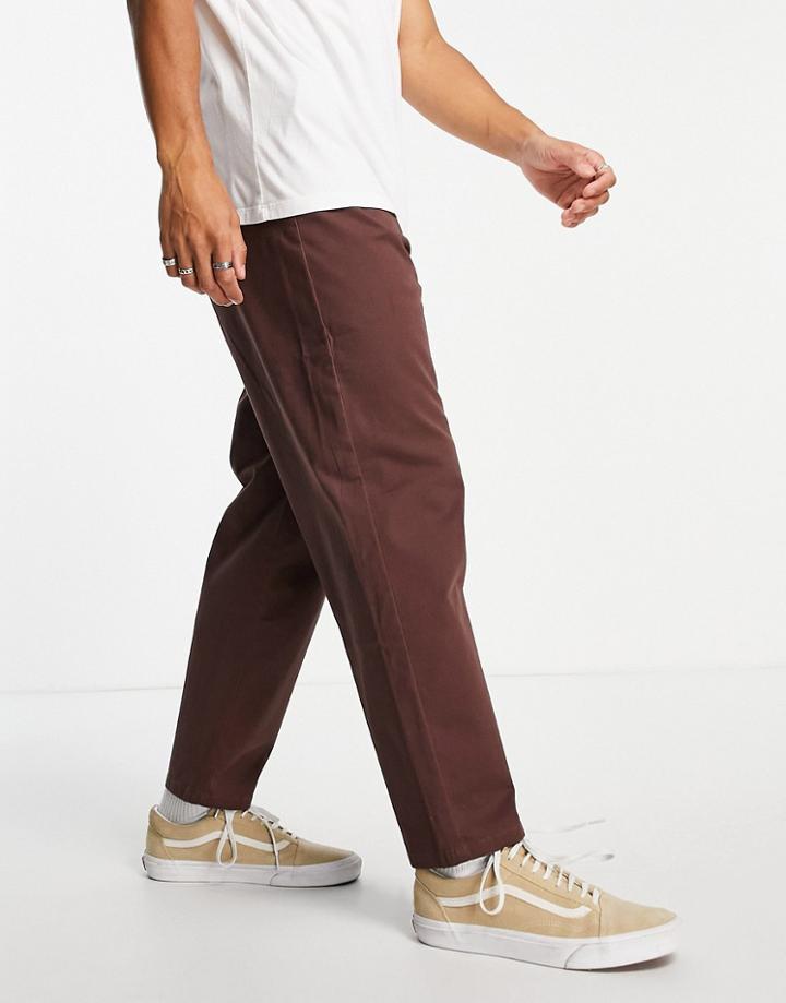 Asos Design Oversized Tapered Chinos In Dark Brown